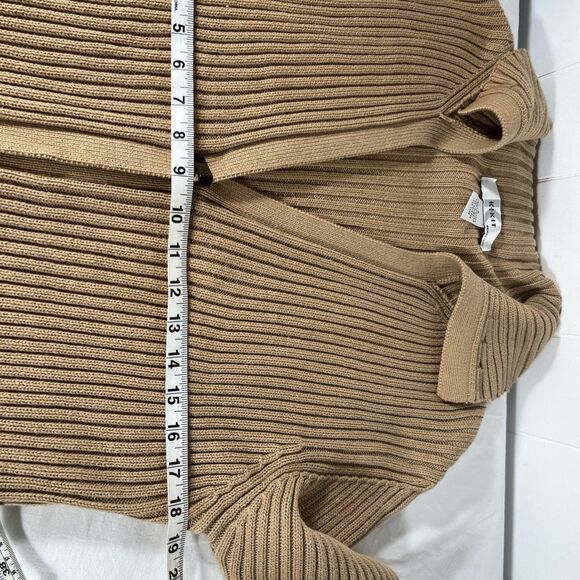 Vintage KIKIT Maurice Sasson Women's Large Tan Ribbed Cardigan Sweater - Picture 9 of 11